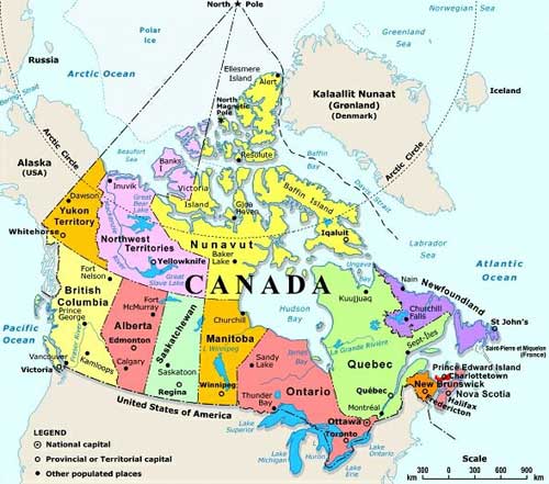 map of us states and canadian provinces. the map below shows us as
